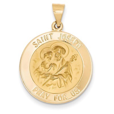 Saint Joseph Medal Pendant 14k Gold Polished and Satin XR1341, MPN: XR1341, 883957494289