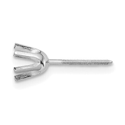 Round 6-Prong .05ct. Med. Wt. Threaded Back Post Earring Mounting 14k White Gold WG341, MPN: WG341,