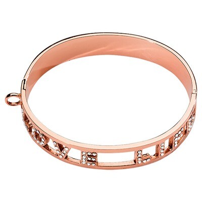 Nikki Lissoni Love Life Bangle with Swarovski Crystals of 1cm  Rose Gold-Plated 17cm 6.7 inch B1119…