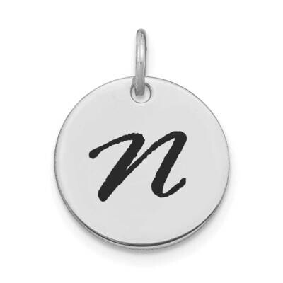 Letter N Black Epoxy Initial Disk Charm 14k White Gold Polished YC1436WN, MPN: YC1436WN, 1969040860…