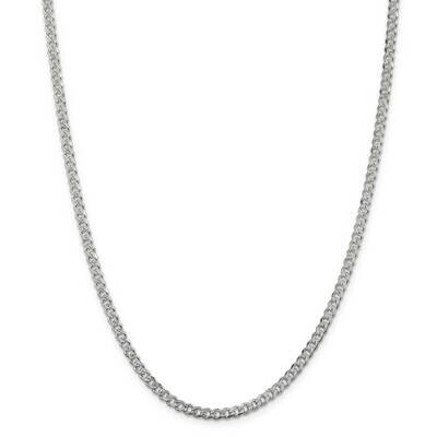 4mm Pave Curb Chain 26 Inch Sterling Silver QCF100-26, MPN: QCF100-26,