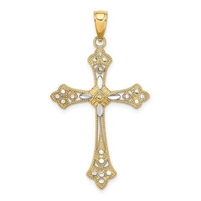 Edges Cross Charm 14k Gold Rhodium Diamond-cut K9344, MPN: K9344, 637218111022