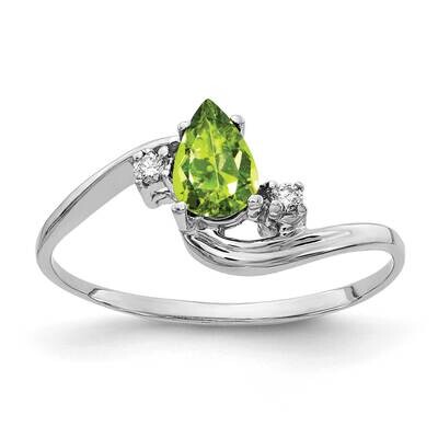 6x4mm Pear Peridot Checker Aa Diamond Ring 14k White Gold Y2039PC/AA, MPN: Y2039PE_AA, 883957690469