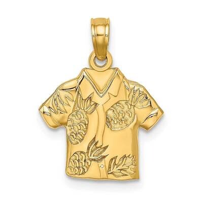 Hawaiian Pineapple Style Shirt Charm 14k Gold Polished K7150, MPN: K7150, 637218008704