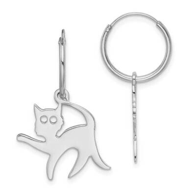 Cat Hoop Earring Sterling Silver Rhodium-plated QE14796, MPN: QE14796, 886774088808