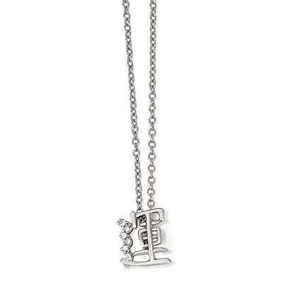 CZ Chinese Good Fortune Symbol 18in. Necklace Sterling Silver QCM1244-18