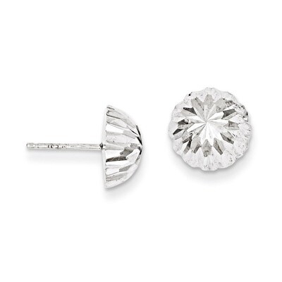 Polished &amp; Diamond-Cut Half Ball Post Earrings 14k White Gold XWE208, MPN: XWE208, 730703603672