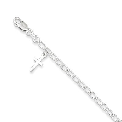 Cross Charm Child&#39;s Bracelet Sterling Silver QG1658-6, MPN: QG1658-6, 883957948003