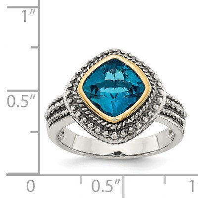 London Blue Topaz Ring Sterling Silver &amp; 14k Gold QTC1354, MPN: QTC1354, 191101468070