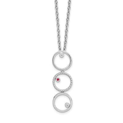 White Ice .025Ct Diamond and Ruby Necklace Sterling Silver QW461-18, MPN: QW461-18, 191101479649
