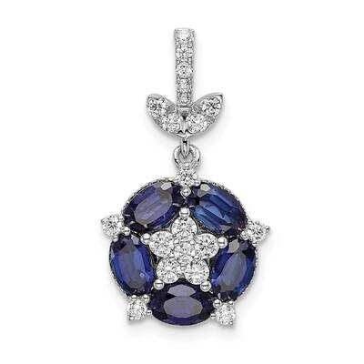 Si1/Si2, G H I, Floral Crtd Sapphire Pendant 14k White Gold Lab Grown Diamond PM7933-CSA-033-WLG, M…