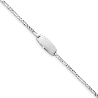 6 Inch Oval ID Semi-Solid Figaro Bracelet 14k white Gold DCID143W-6, MPN: DCID143W-6, 883957722610
