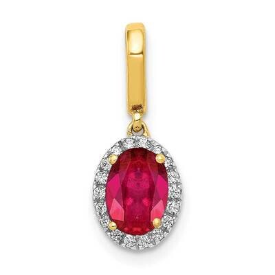 .99 Ruby Halo Pendant 14k Gold Diamond PM5254-RU-010-YA, MPN: PM5254-RU-010-YA, 883957308418