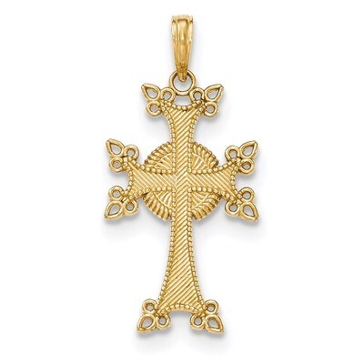 Armenian Cross Pendant 14K Gold Polished &amp; Textured K5513, MPN: K5513, 637218147212