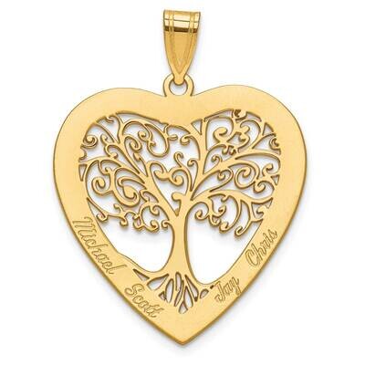 Family Tree Heart Pendant 10k Gold Laser Polished 10XNA668Y, MPN: 10XNA668Y,