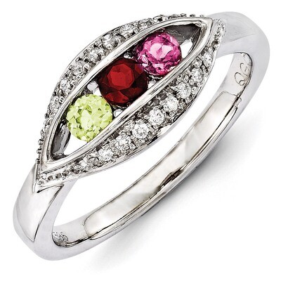 3 Birthstones Family Jewelry Diamond Semi-Set Ring 14k White Gold XMRW32/3, MPN: XMRW32/3, 88395738…