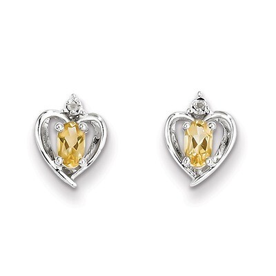 Citrine &amp; Diamond November Earrings Sterling Silver QBE19NOV, MPN: QBE19NOV, 883957478418