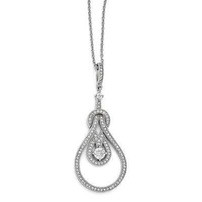 Necklace Sterling Silver &amp; Cubic Zirconia Polished QMP1066-18, MPN: QMP1066-18, 191101470844