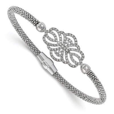 Leslie&#39;s Textured CZ Bracelet 7.5 Inch Sterling Silver Polished HB-QLF650-7.5, MPN: QLF650-7.5, 191…