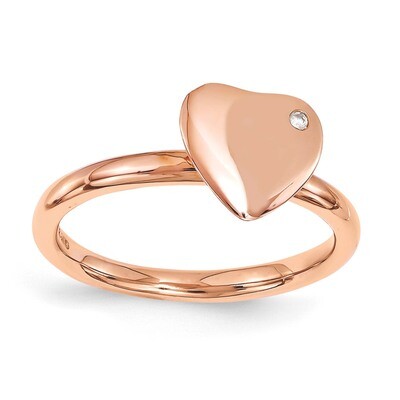Rose Gold-plated Heart Diamond Ring - Sterling Silver QSK1604, MPN: QSK1604, 886774214351