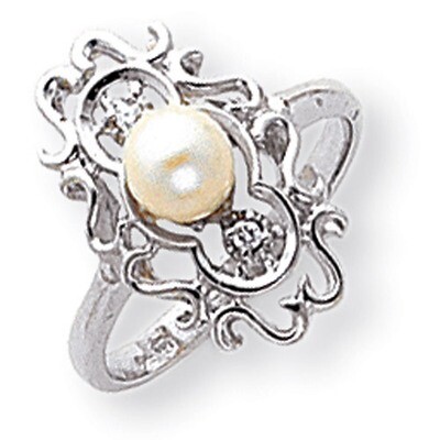 5.5mm Fresh Water Cultured Pearl Diamond Ring 14k white Gold Y1907PL/A, MPN: Y1907PL/A, 883957063898