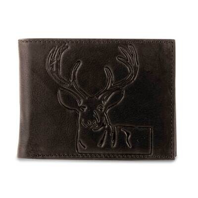 Brown RFID Blocking Embossed Deer Bi Fold Wallet GM23284, MPN: GM23284,