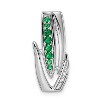 Green &amp; White CZ Diamond Slide Sterling Silver Rhodium-Plated QP5644, MPN: QP5644,