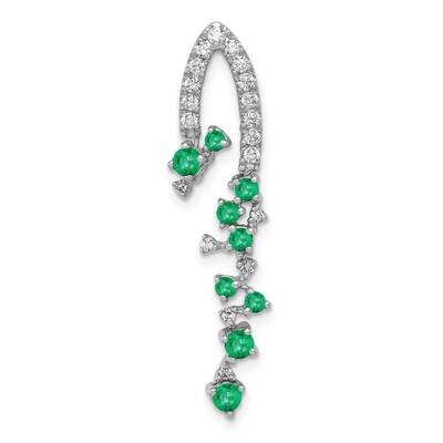 Fancy Diamond &amp; Emerald Chain Slide 14k White Gold PM5288-EM-020-WA, MPN: PM5288-EM-020-WA, 8839572…