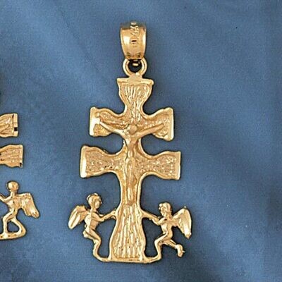 Dazzlers Jewelry Jesus Christ on Cross Pendant Necklace Charm Bracelet in Yellow, White or Rose Gol…