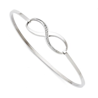 Infinity Polished Synthetic Diamond Bangle - Stainless Steel SRB1218 by Chisel, MPN: SRB1218, 19110…