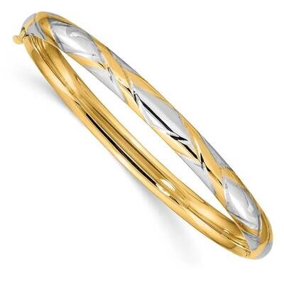 3/16 with White Rhodium Criss-Cross Children&#39;s Bangle 14k Two-tone Gold DB692, MPN: DB692, 88677461…