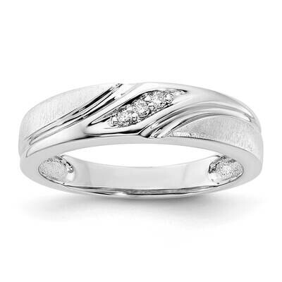 Sterling Silver Polished &amp; Brushed 3-.015 Round Diamonds Ring RTD1073W-SSA-7
