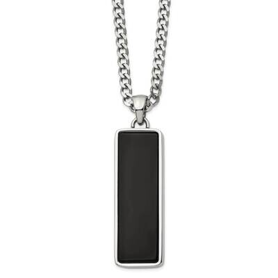 Black Onyx Inlay 22 Inch Necklace Stainless Steel Polished SRN2932-22 by Chisel, MPN: SRN2932-22, 1…