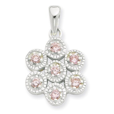 Pink CZ Pendant Sterling Silver QP991