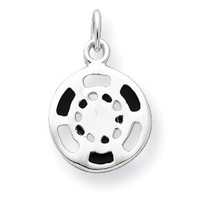 Black-White Enameled Poker Chip Charm Sterling Silver QC6988