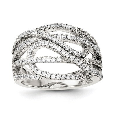 CZ Diamond Micro Pave Ring Sterling Silver Rhodium-plated QR6258, MPN: QR6258,
