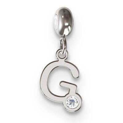 Memi Letter G with Swarovski Crystal Charm Sterling Silver Rhodium-plated ME111G-SS, MPN: ME111G-SS,