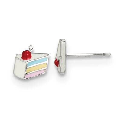 Enameled Cake Post Earrings Sterling Silver QE14329, MPN: QE14329, 886774122007