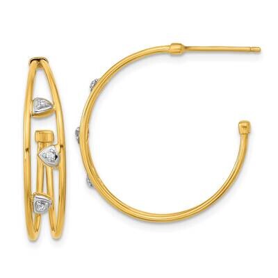 White Rhodium Polished CZ Diamond Post Hoop Earrings 14k Gold TF2154, MPN: TF2154, 883957992587