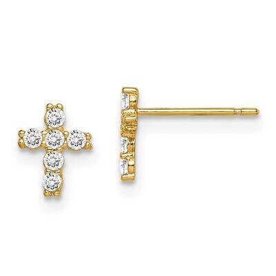 Cross Post Earrings 14k Gold CZ Diamond GK977 by Madi K, MPN: GK977, 191101901621