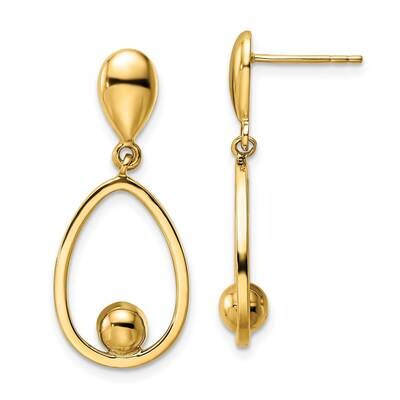 Teardrop Dangle Post Earrings 14k Gold Polished YE1933, MPN: YE1933, 716838359974
