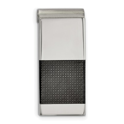 Black Carbon Fiber Inlay Money Clip Stainless Steel Brushed and Polished SRM183 by Chisel, MPN: SRM…