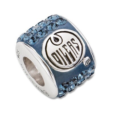 Edmonton Oilers Premier Crystal Bead Charm Sterling Silver OIL070CHM-SS