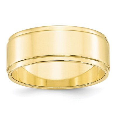 8mm Flat with Step Edge Band 10k Yellow Gold 1FLE080 Engravable, MPN: 1FLE080, 886774447636