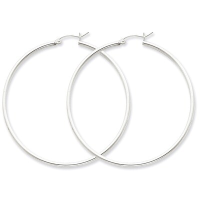 2mm Round Hoop Earrings Sterling Silver Rhodium-plated QE803, MPN: QE803, 883957940861