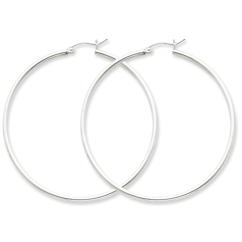 2mm Round Hoop Earrings Sterling Silver Rhodium-plated QE803, MPN: QE803, 883957940861