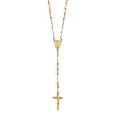 Faceted Beads Rosary Necklace 18 Inch 14k Gold Polished SF2958-24, MPN: SF2958-24, 883957933337