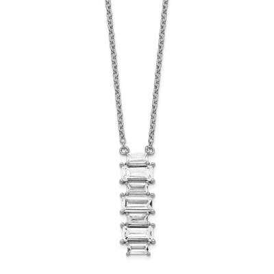 Emerald-cut CZ Diamond 18 Inch Necklace Sterling Silver Rhodium Plated QCM1421-18, MPN: QCM1421-18,…