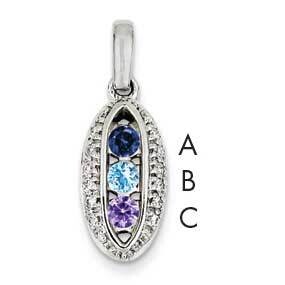 Family Jewelry Genuine Stone &amp; Diamond Set Pendant 14k White Gold XMPW47/3GY, MPN: XMPW47_3--6, 883…