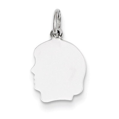 Plain Small Facing Left Engravable Girl Charm 14k White Gold XWM50/18, MPN: XWM50/18, 883957384146